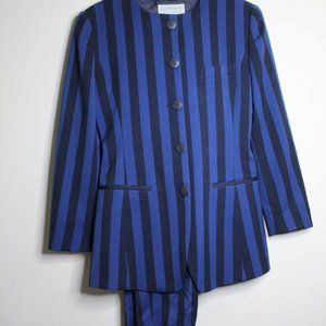 Vintage Country Road Black & Blue Striped Pantsuit